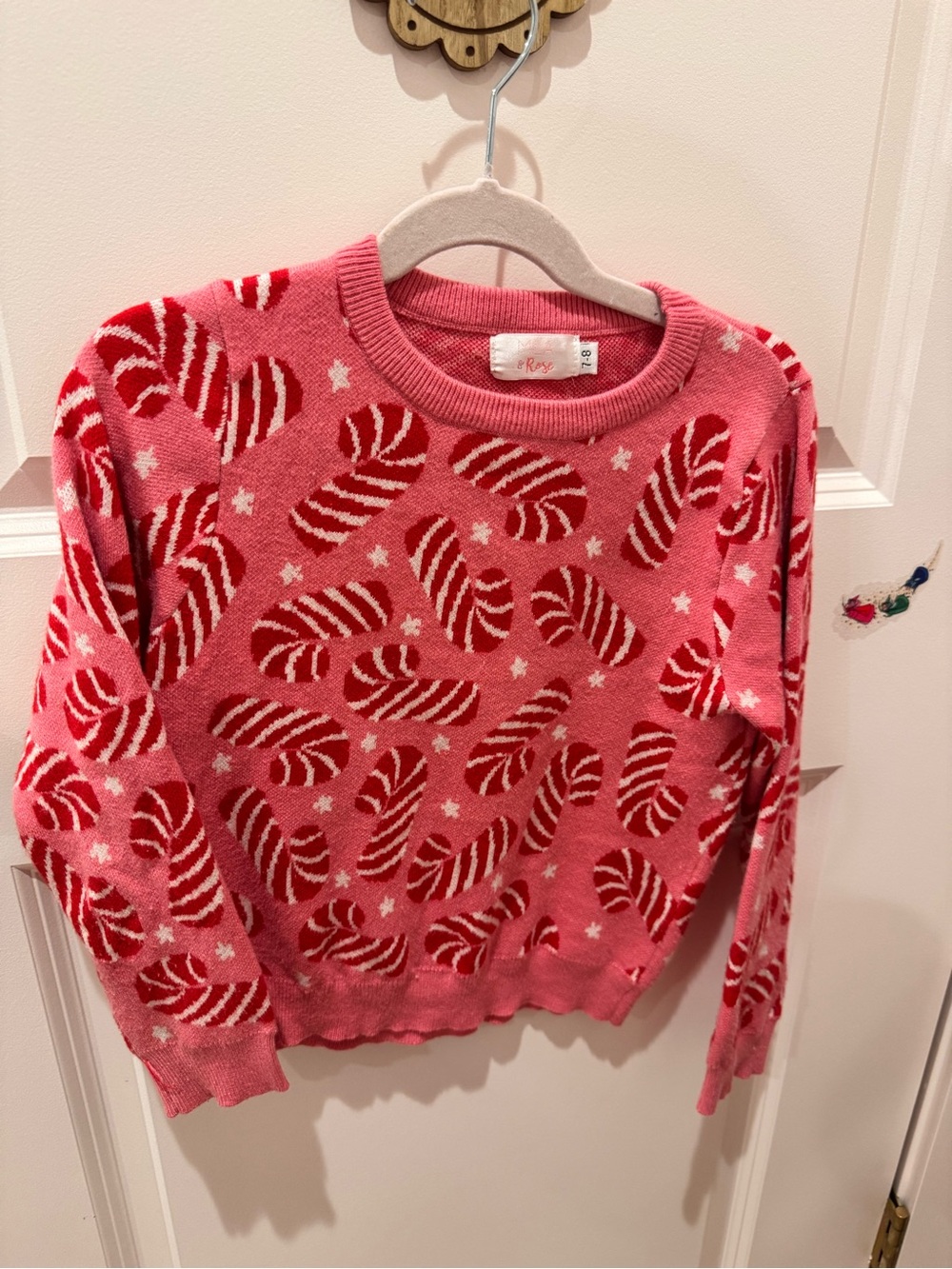 Mila and Rose Pink Candy Cane Knit Sweater